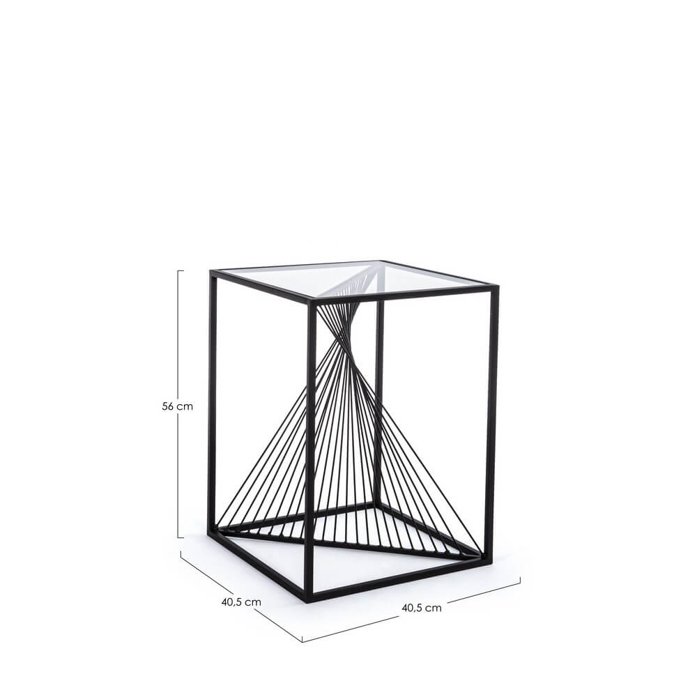 Tavolino in Acciaio con Piano in Vetro Temperato Design Geometrico - WILLIAM
