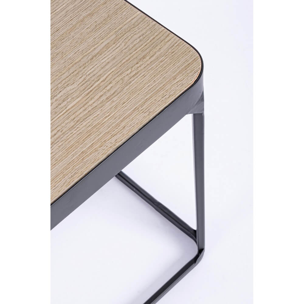 Set di 2 Tavolini Laterali in Acciaio con Piano in Legno Abete - REGAL
