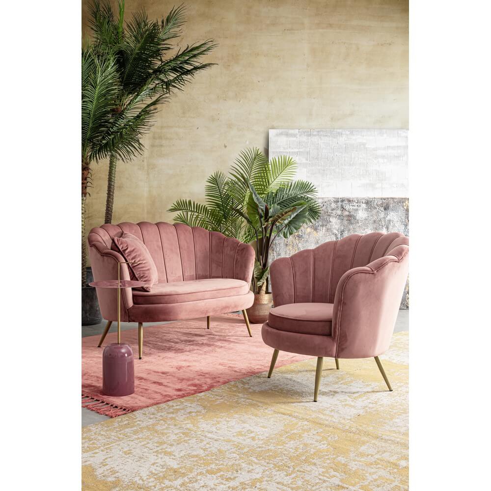 Tavolino Laterale in Acciaio Smaltato Rosa con Manico Ottone - KALEB
