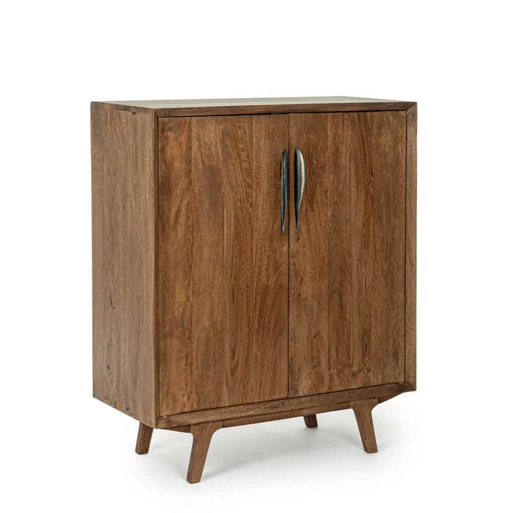 Mobile Bar in Legno di Mango con 2 Ante e Portabottiglie - LAWSON