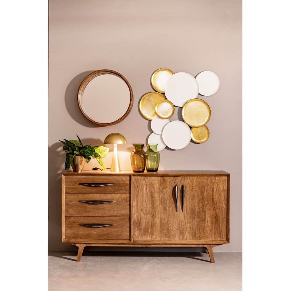 Credenza in Legno di Mango con 2 Ante e 3 Cassetti Stile Vintage - WESLEY