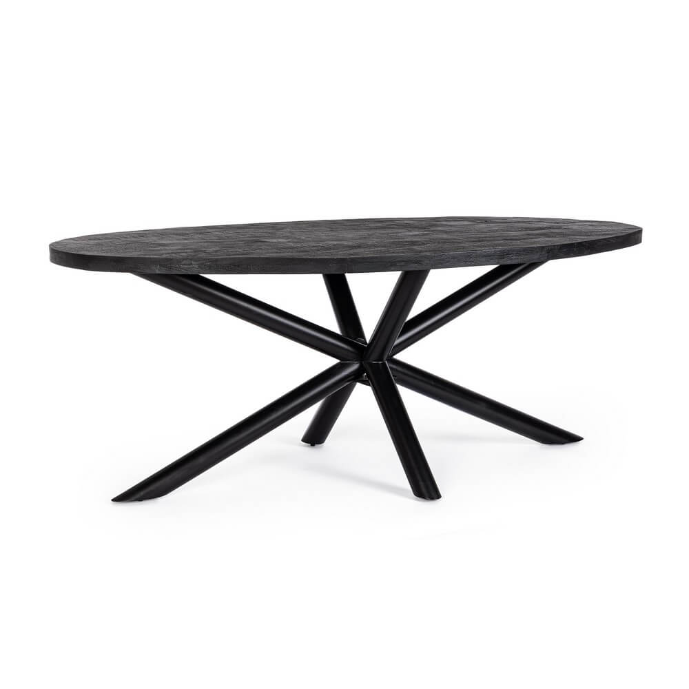 Tavolo Ovale in Legno di Mango con Base a Stella in Acciaio - SELENE