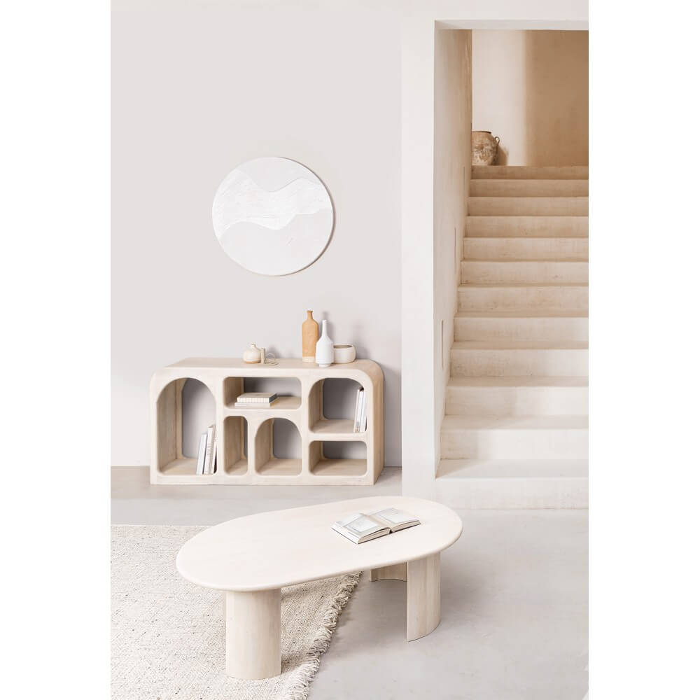 Libreria in Legno di Mango con 6 Scomparti ad Arco - KATERINA