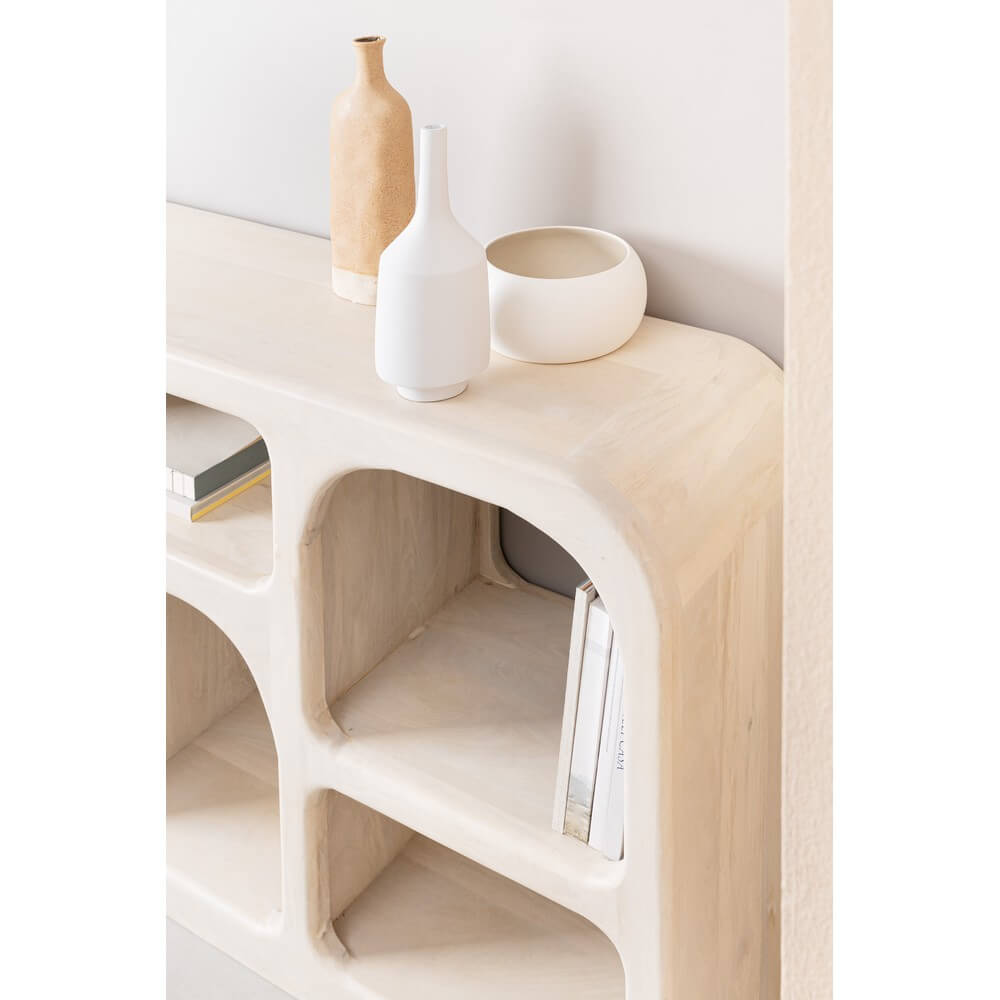 Libreria in Legno di Mango con 6 Scomparti ad Arco - KATERINA