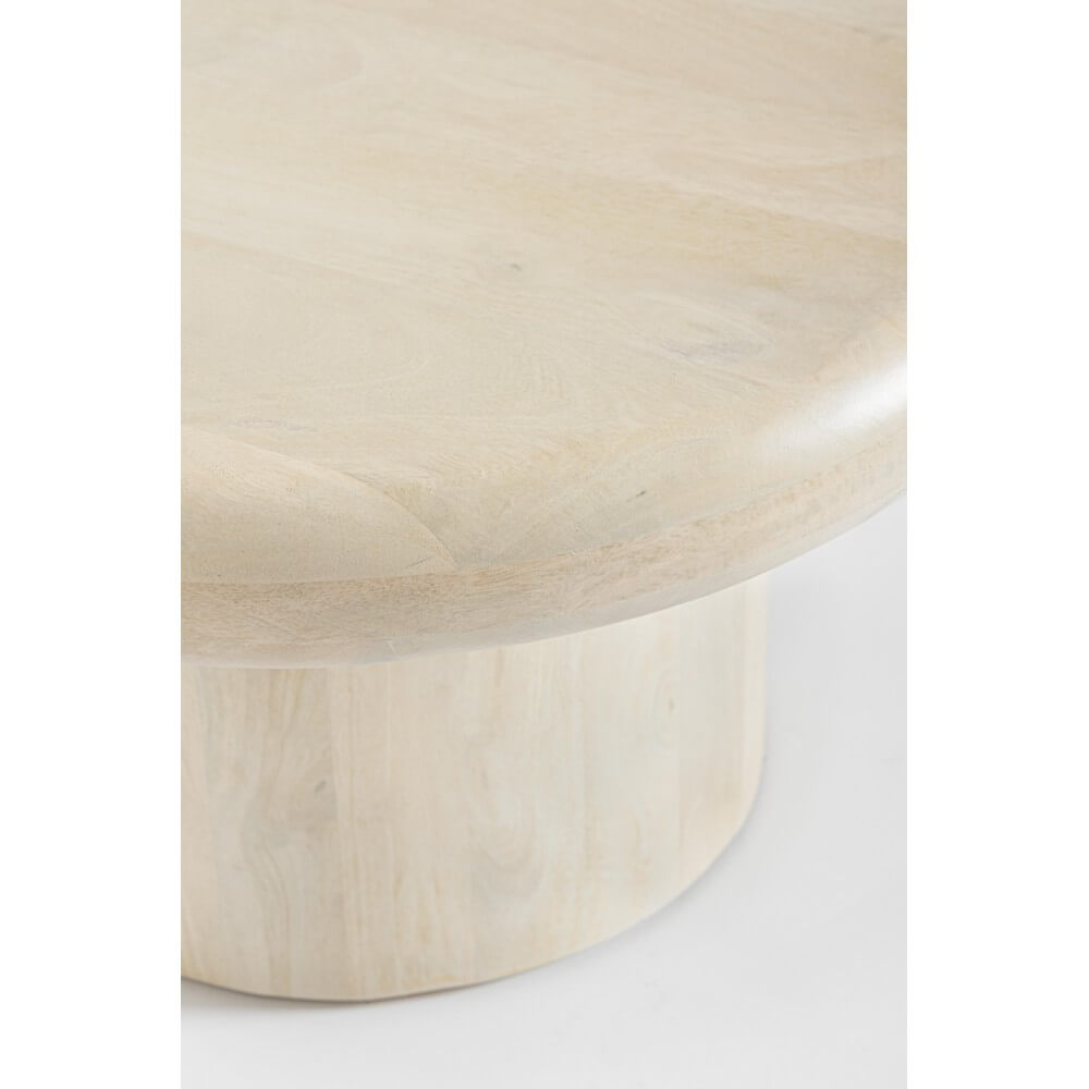 Tavolino rotondo in legno di mango naturale con base cilindrica H33 - CELESTIAL