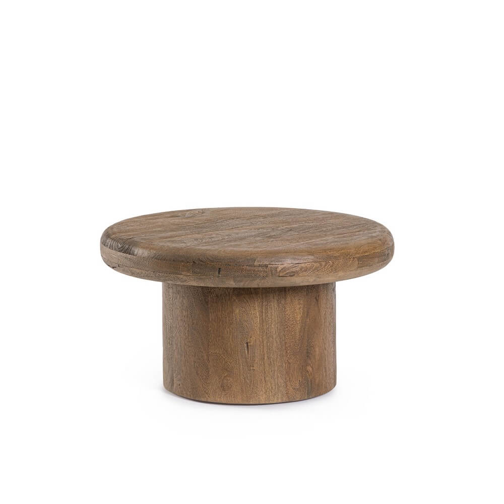 Tavolino da salotto rotondo in legno di mango naturale - CELESTIAL