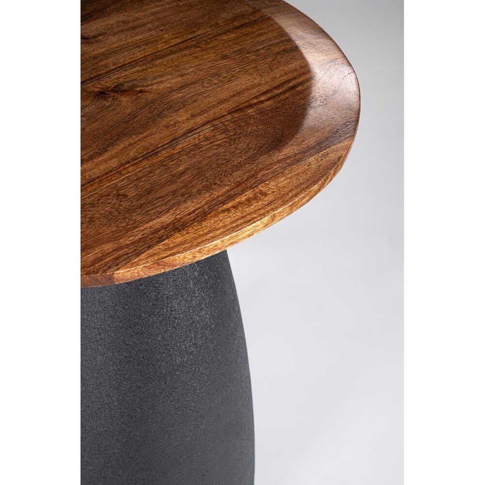 Piano FRANKLIN grigio scuro in legno miele con base conica opaca in primo piano #colore_Naturale