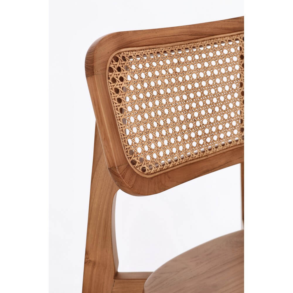 Set di 2 Sedie in Legno Teak con Schienale in Rattan Intrecciato - ELOISE