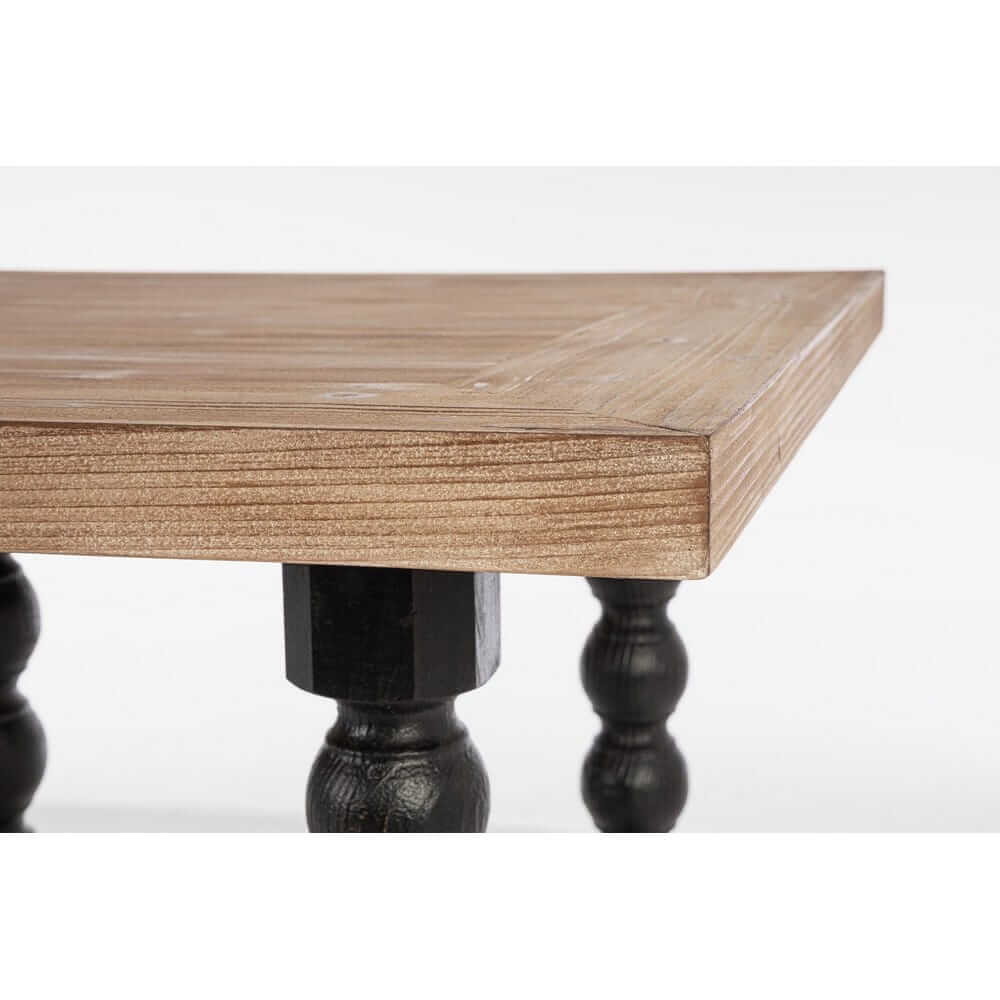 Tavolo da Pranzo in Legno di Abete con Gambe Tornite Nere - MODERN RUSTIC