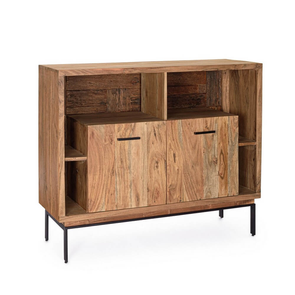 Credenza 2 Ante in Legno di Acacia con Gambe in Acciaio - MANGAL