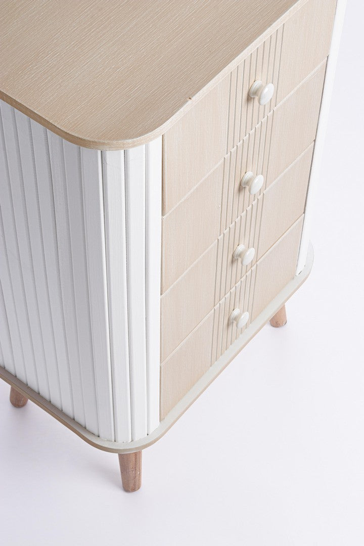 Cassettiera 4 Cassetti in MDF Stile Nordico Bianco e Beige - VESLY