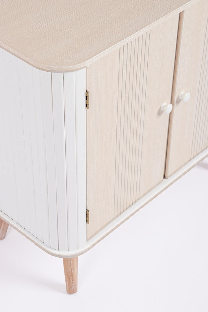 Credenza 2 Ante in MDF Stile Nordico Bianco e Beige - VESLY
