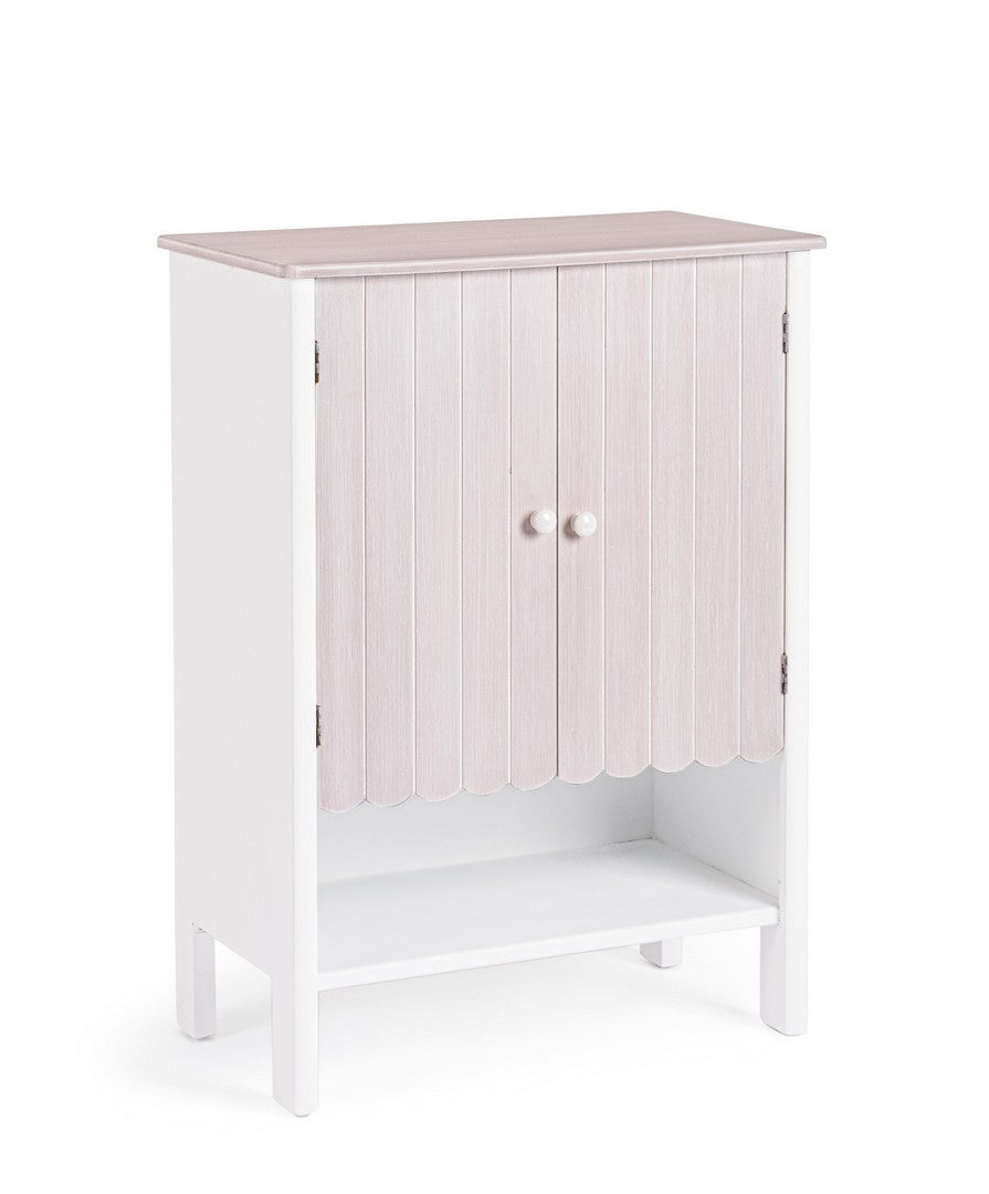 Credenza 2 Ante in Legno Bianco e Beige Stile Shabby - FAYEL
