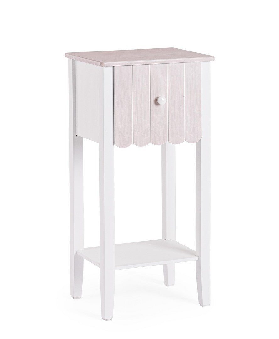 Mobiletto in Legno con 1 Cassetto e Ripiano Stile Shabby Chic - FAYEL
