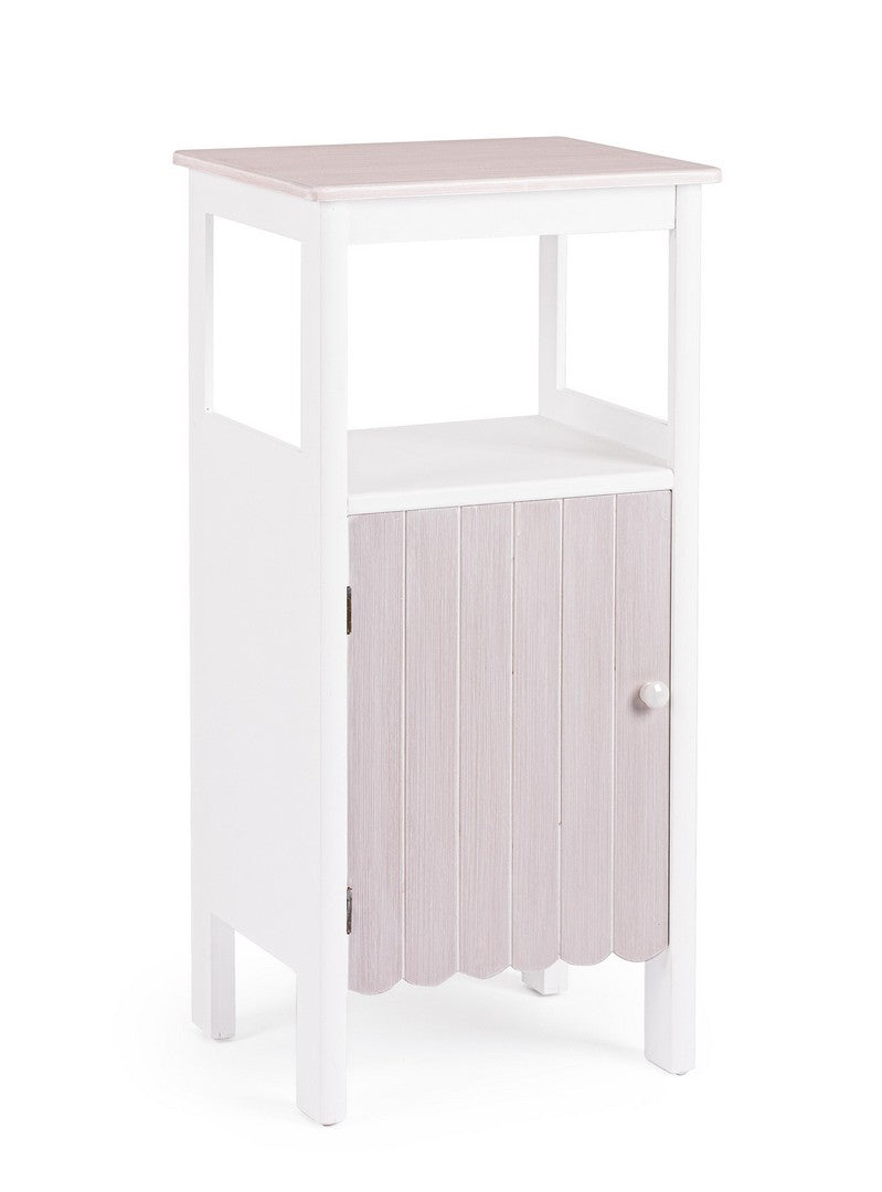 Mobiletto da Bagno in MDF 1 Anta con Ripiano Bianco Beige - FAYEL