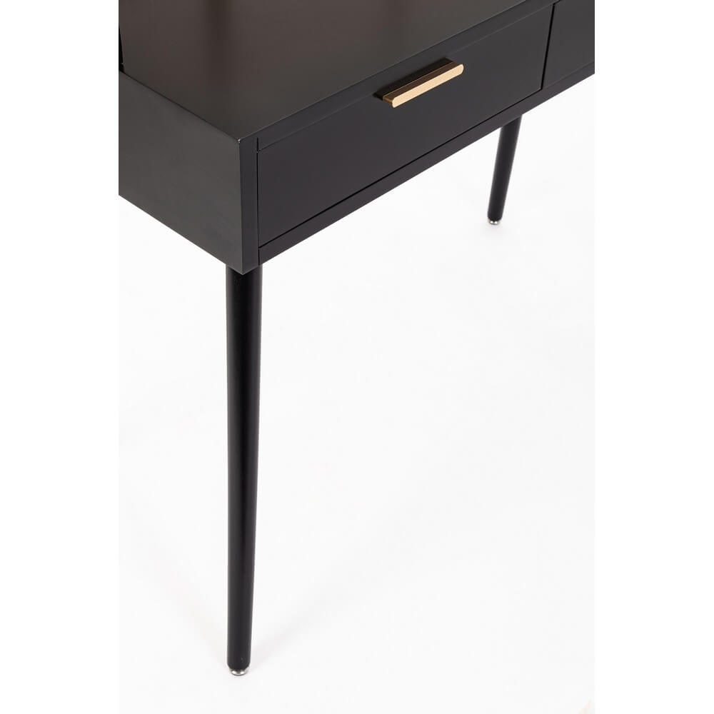 Consolle con 2 Cassetti in MDF e Pannello in Rattan Nero - JOSIE