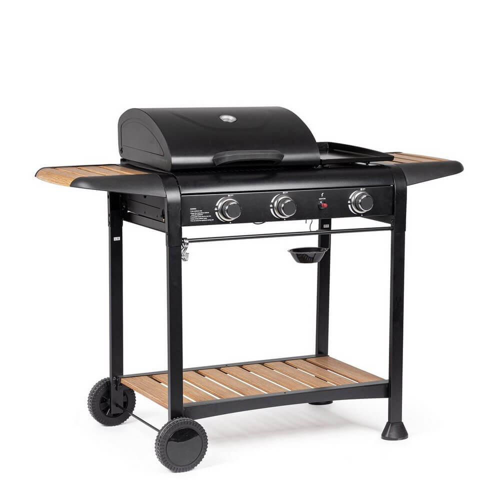 Barbecue a Gas 3 Bruciatori con Griglia e Piastra da Esterno - NOELIA