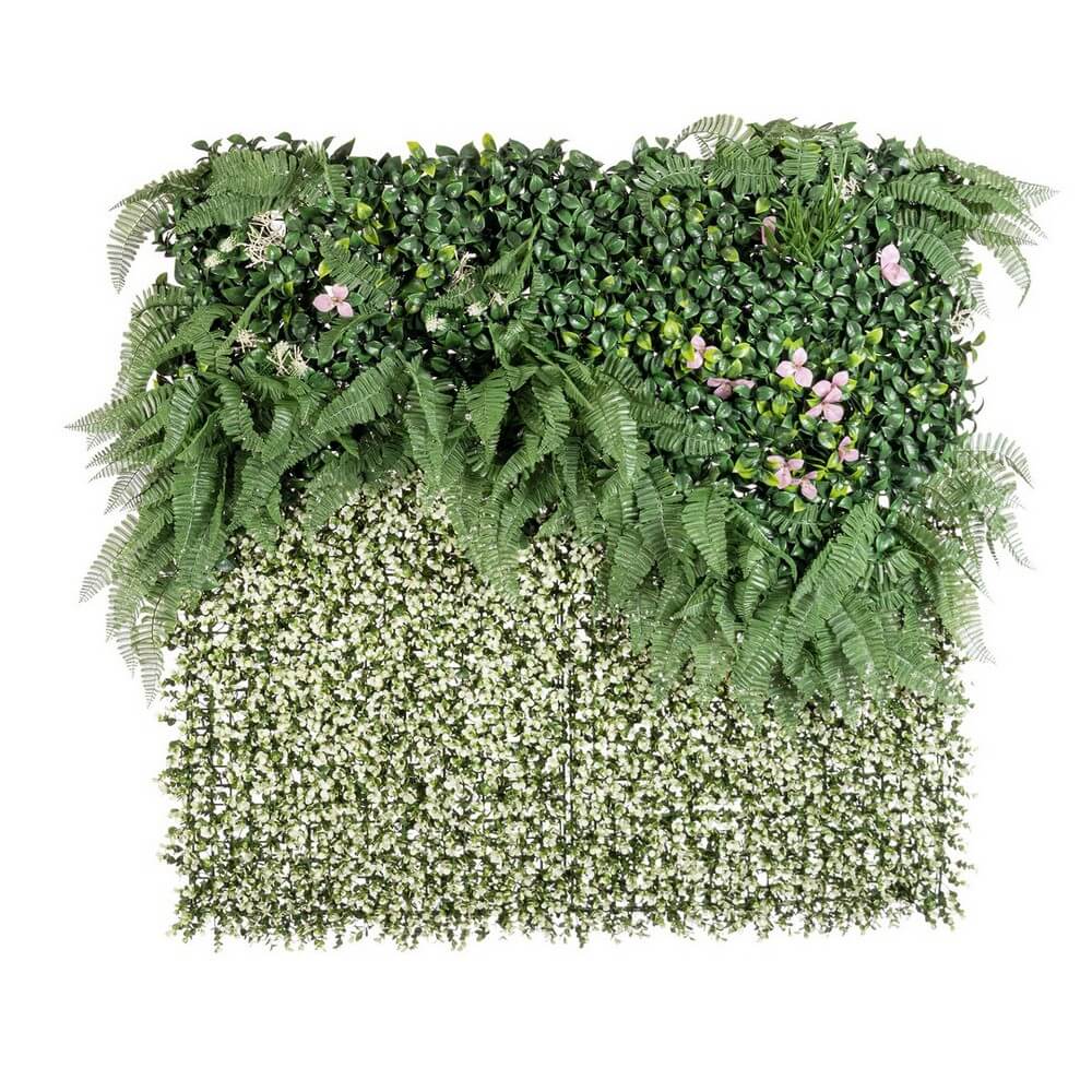 Pannello parete verde sintetica con fiori 100x100 cm - NOVARA