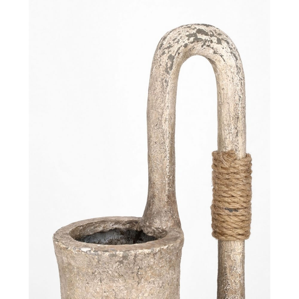 Vaso Porta Pianta in Magnesia con Manico in Corda Stile Etnico H74 - TRAKTYNE