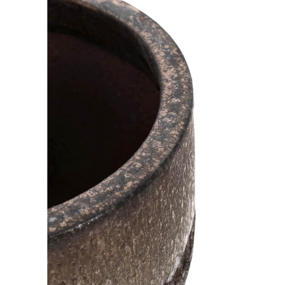 Set da 3 Porta Vaso Tondi Bassi in Terracotta Smaltata Rustica - DUYEN