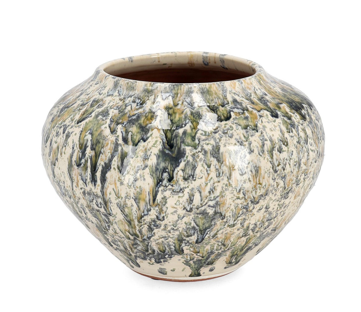 Set di 2 Porta Vaso in Terracotta Smaltata Fatto a Mano D22,5 - ESMA