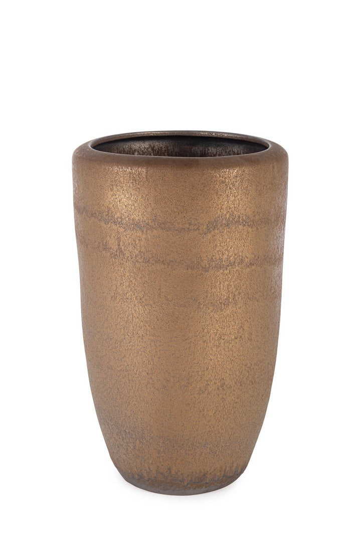 Porta Vaso in Terracotta Smaltata Bronzo Fatto a Mano H58 - PATHOM