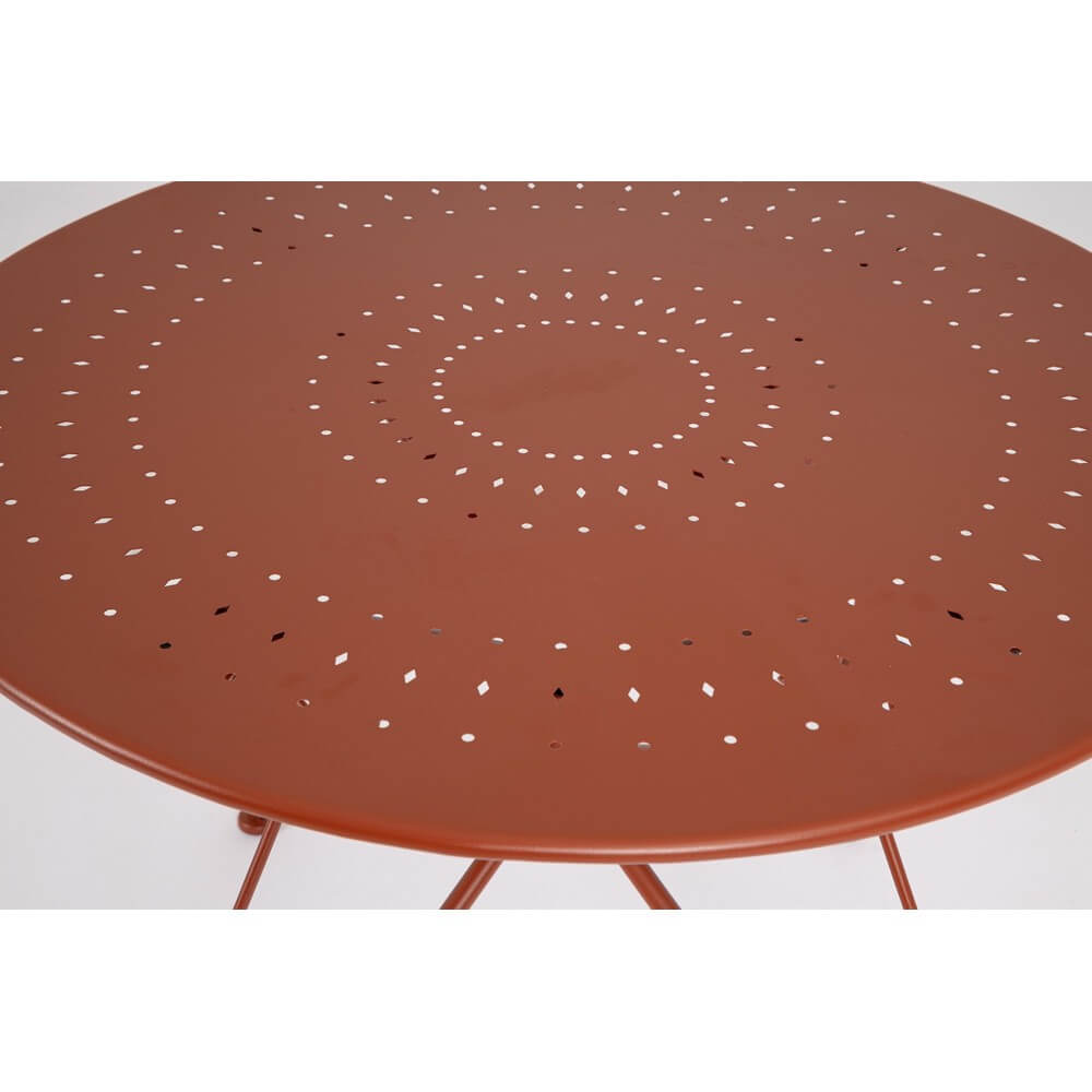 Tavolo da Giardino Rotondo in Acciaio con Decori a Volute - JENARIS