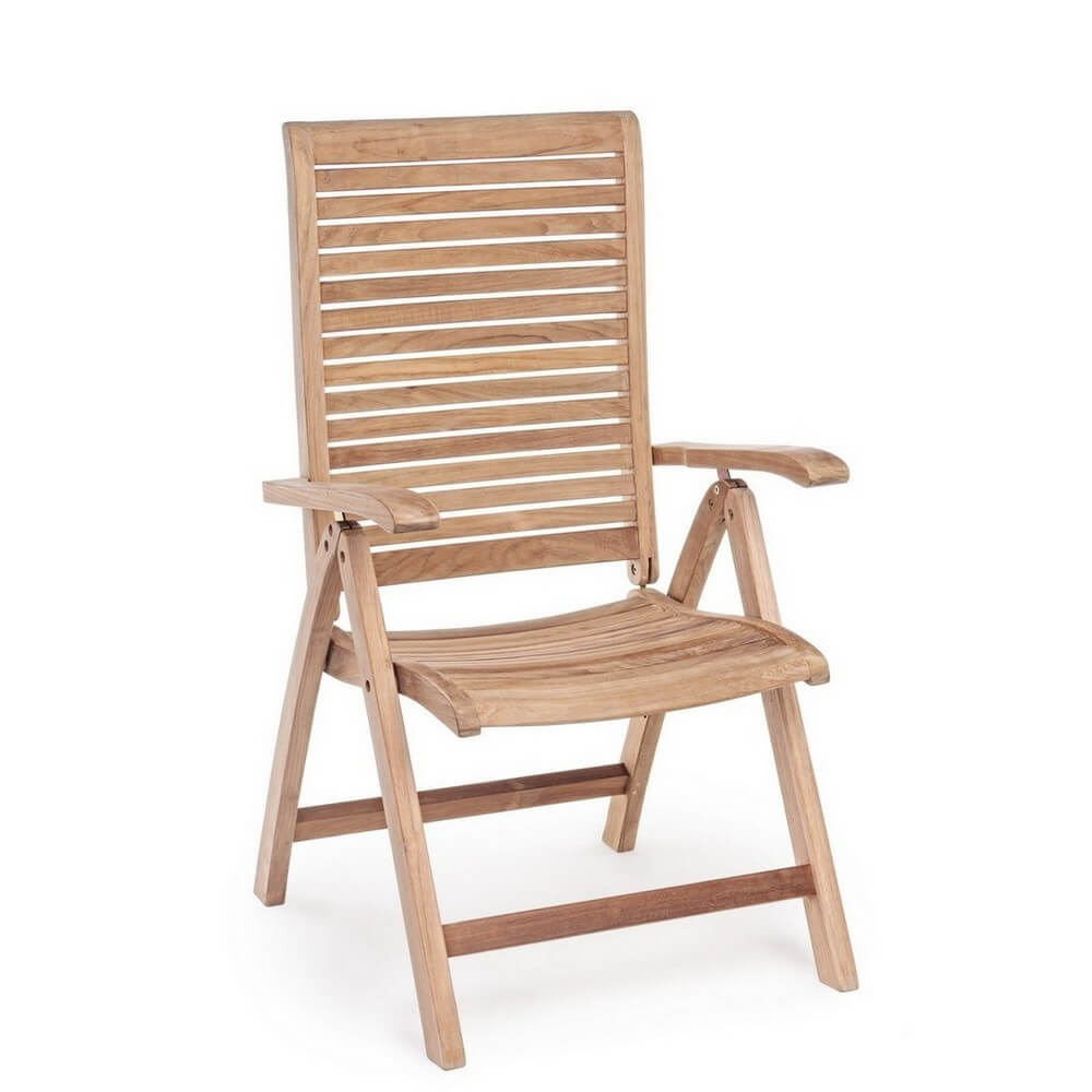 Poltrona da Giardino Reclinabile Pieghevole in Legno Teak - CHARMING