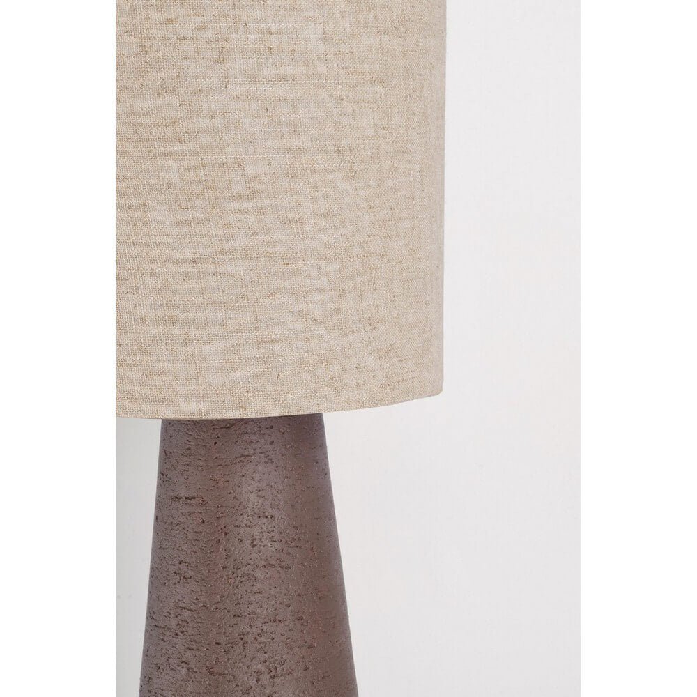 Lampada da Tavolo con Base in Fibra di Vetro e Paralume in Lino Marrone - MARARA