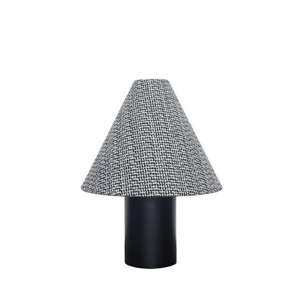 Lampada da tavolo base metallo nero paralume tessuto melange - VARUNI