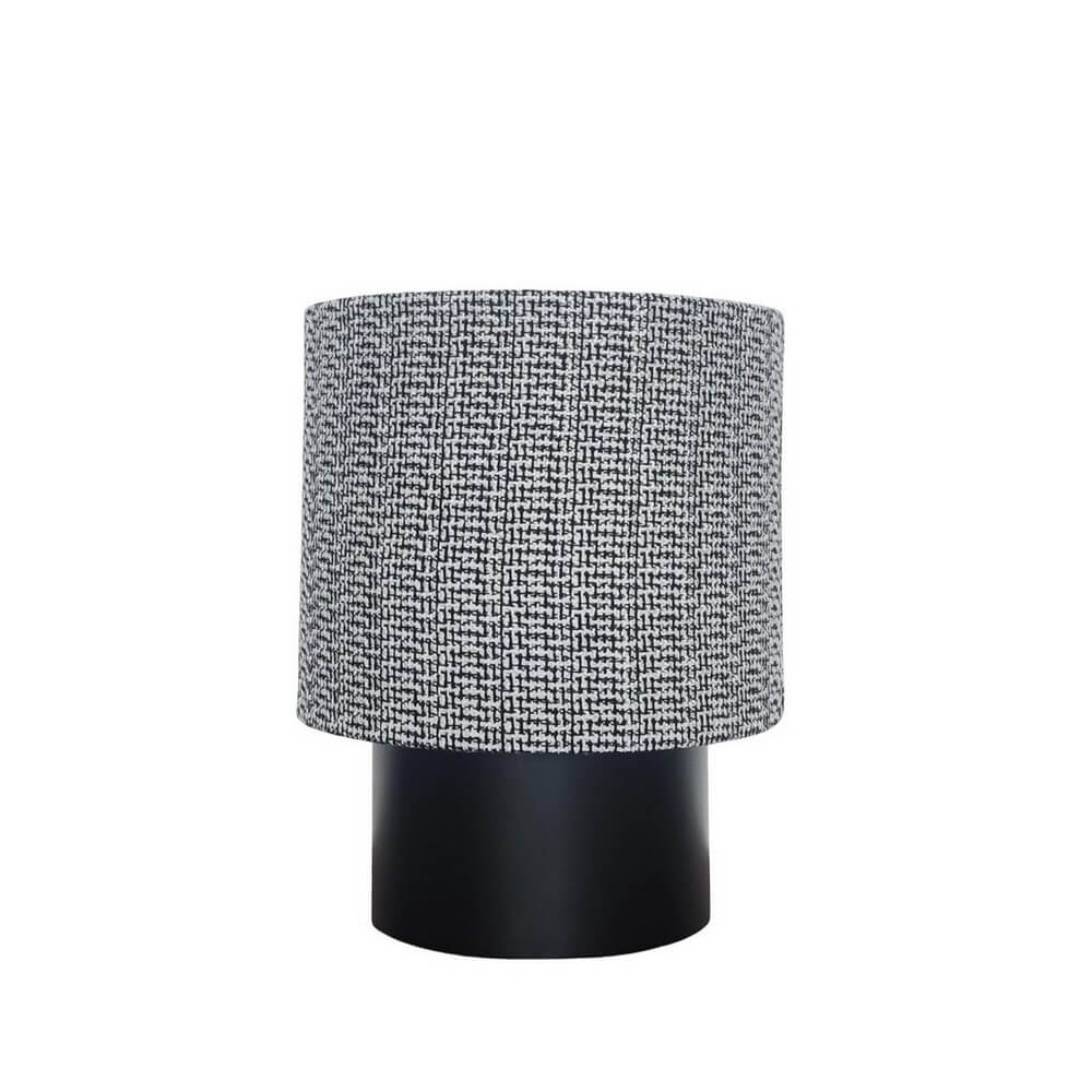 Lampada da tavolo base metallo nera con paralume in tessuto - VARUNI