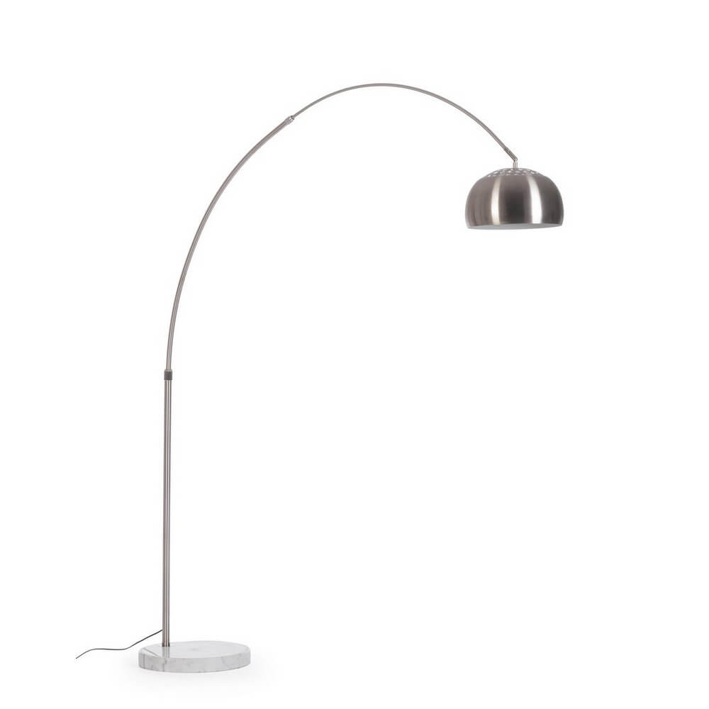 Lampada da Terra ad Arco in Metallo con Base in Marmo Bianco - CLASS