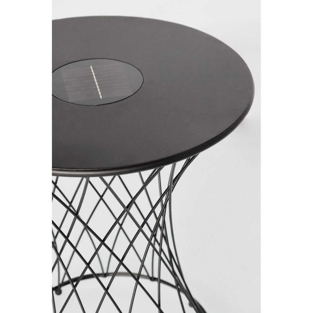 Tavolino da Esterno Rotondo in Metallo con Luce Solare LED - LIFEFUL