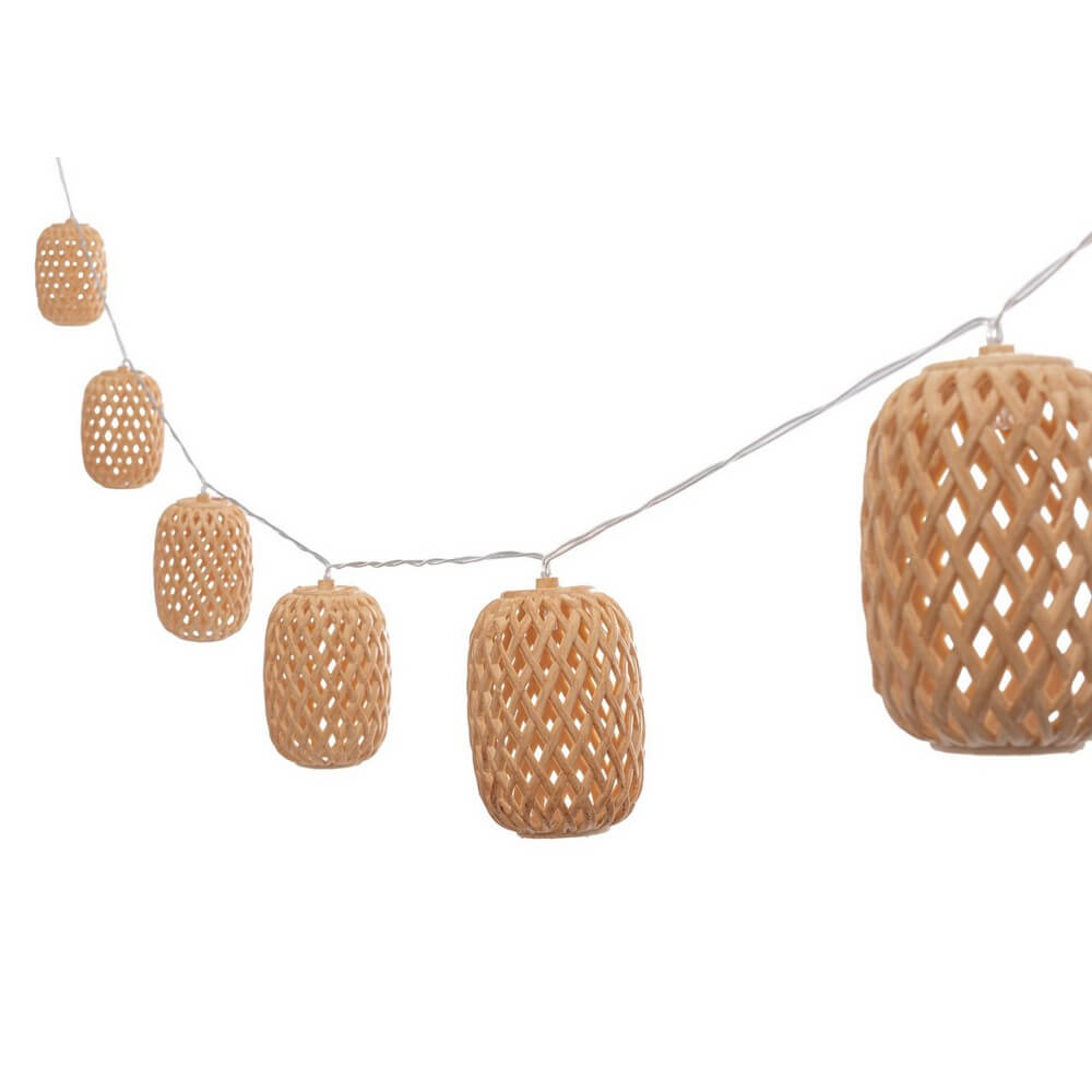 Catena Luminosa Solare 10 LED con Lanterne Intrecciate Naturali - HARUMY