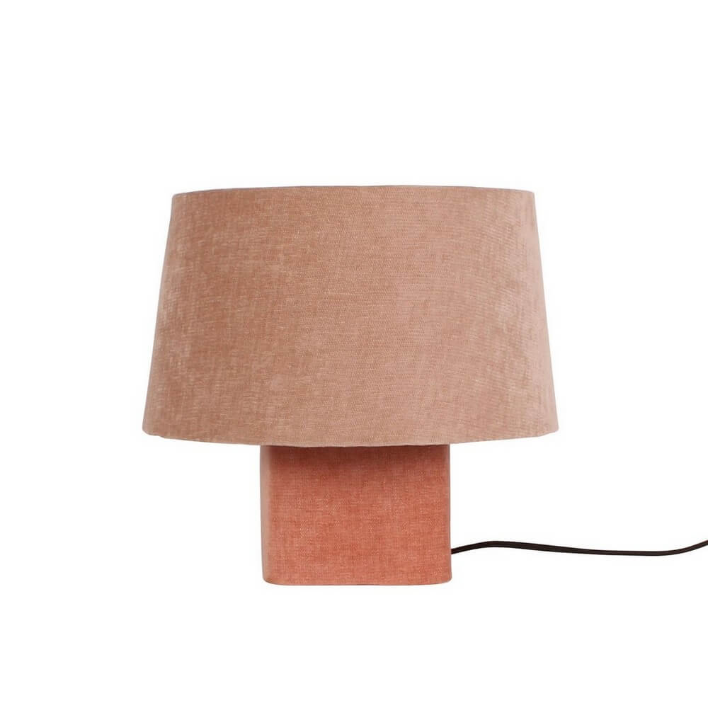 Lampada da Tavolo in Metallo e Tessuto Rosa Antico H35 - DEMRA