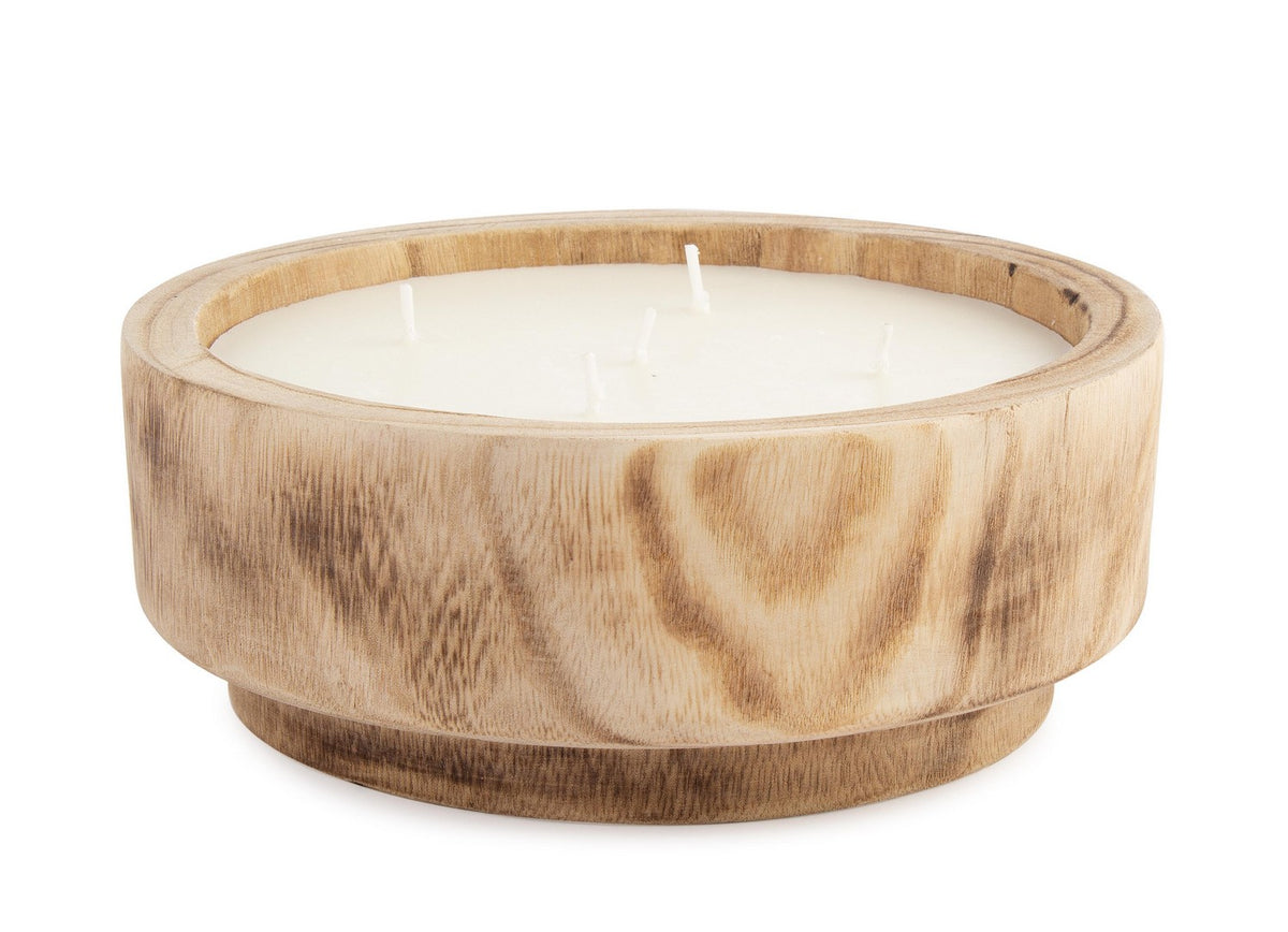 Set di 3 Candele a 5 Stoppini in Legno di Paulonia Naturale - SONIAN