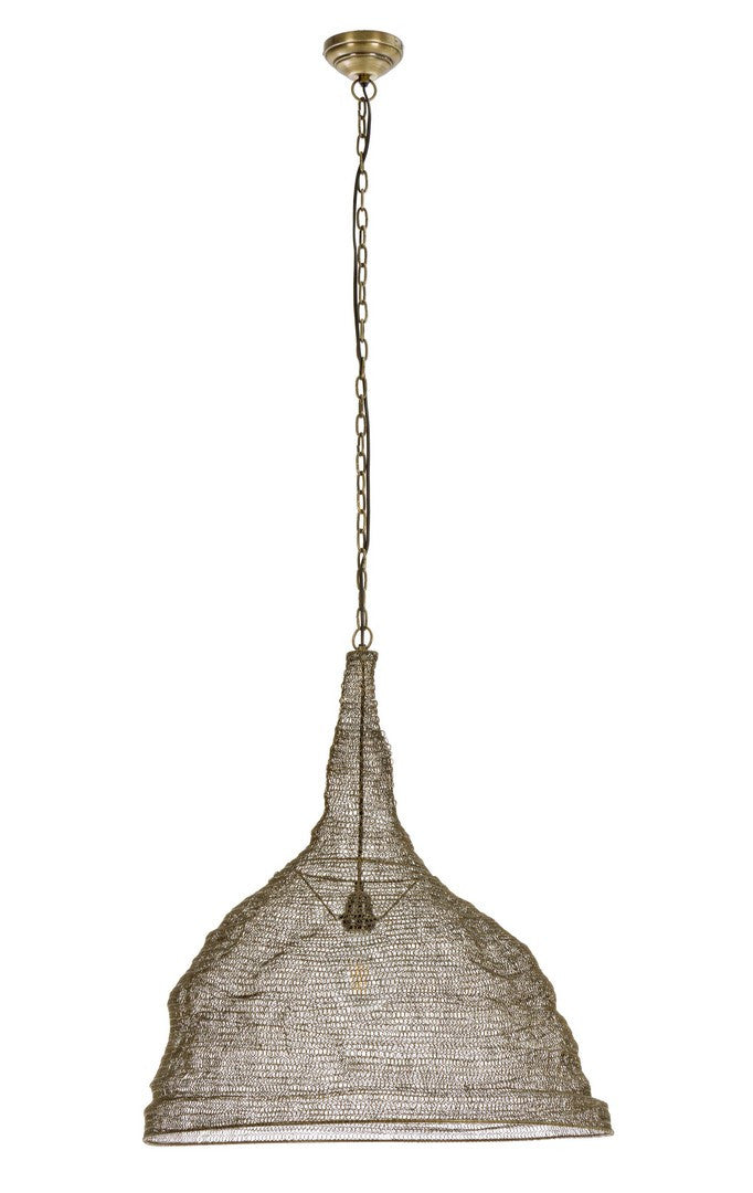 Lampadario a sospensione in rete metallica ottone stile etnico - DARIO