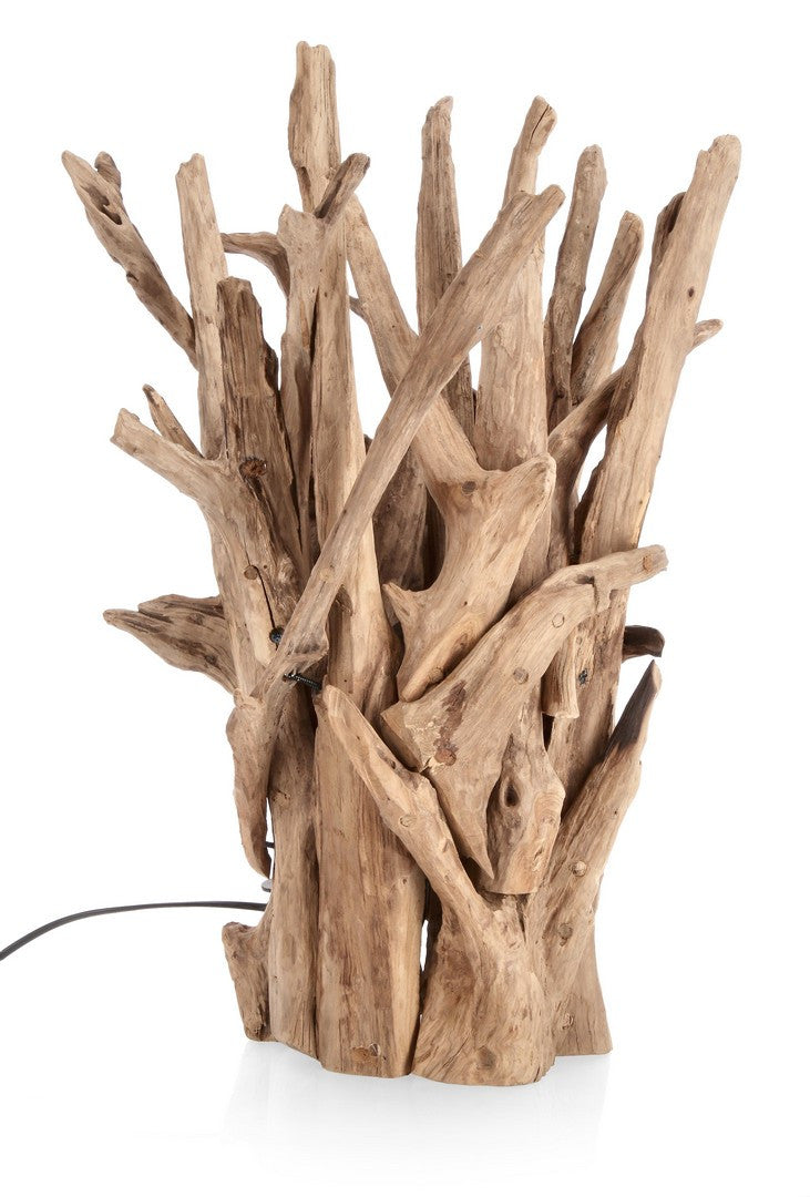 Lampada da Tavolo in Legno di Teak Riciclato Naturale H60 - ANANYA