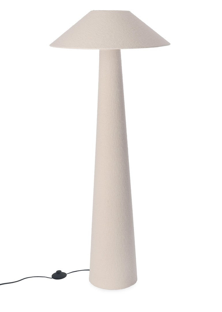 Lampada da Terra in Tessuto Bouclé Avorio Stile Minimal H120 - KIAN