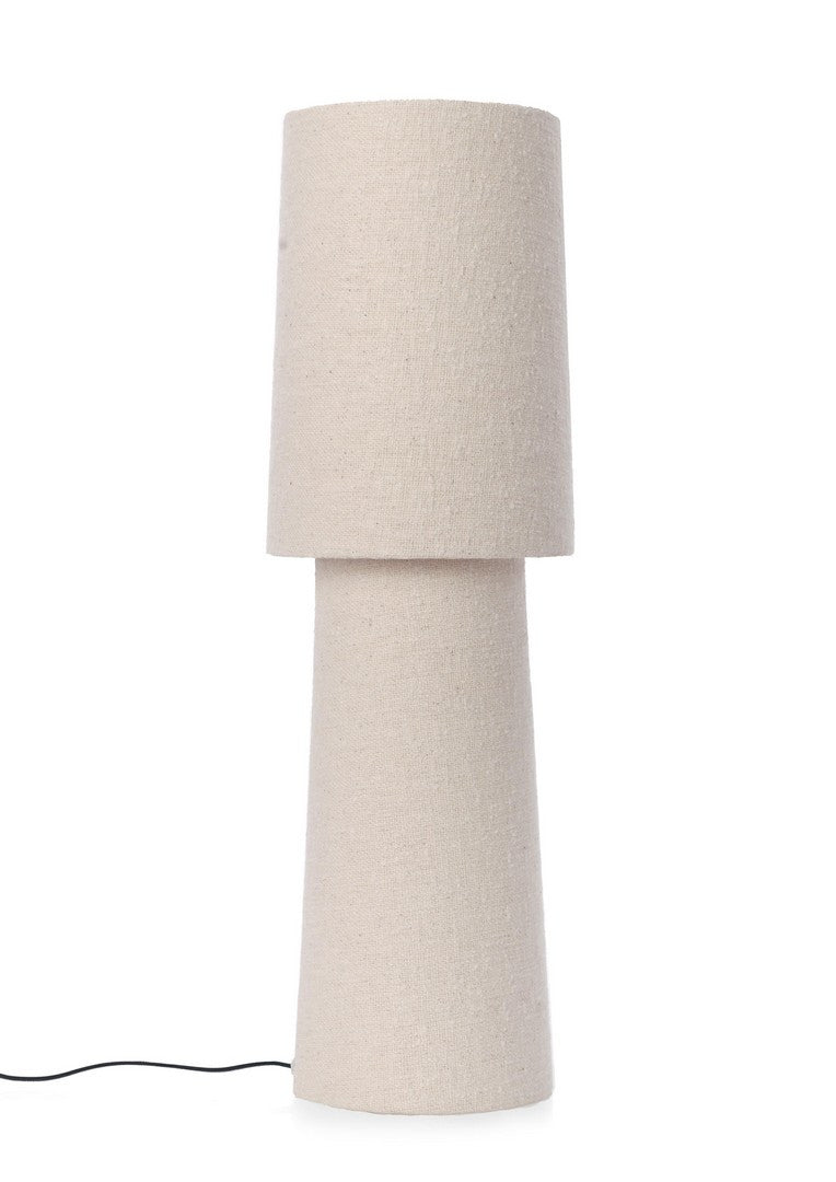 Lampada da Tavolo in Tessuto Bouclé Crema Stile Totem H58 - KIAN