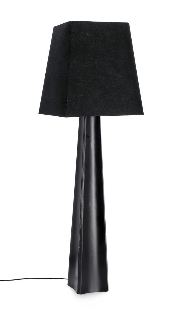 Lampada Piantana Alta Nera con Paralume in Cotone H151 - SAKURA