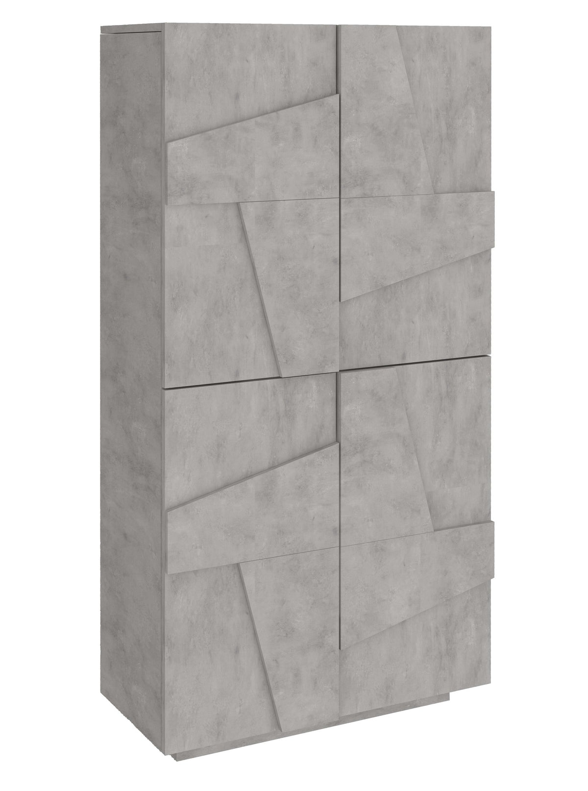 Mobile PULSE cemento chiuso con rilievi geometrici, vista di tre quarti su sfondo bianco #colore_Cemento