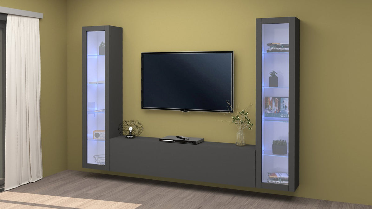 ECHO 12 antracite opaco in render 3D con vetrine illuminate #colore_Antracite Opaco