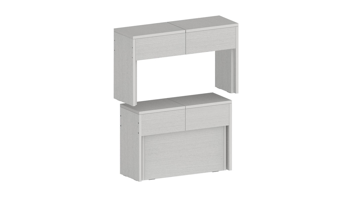 Render ORION bianco larice di due moduli bassi sovrapposti su fondo bianco #colore_Bianco Larice