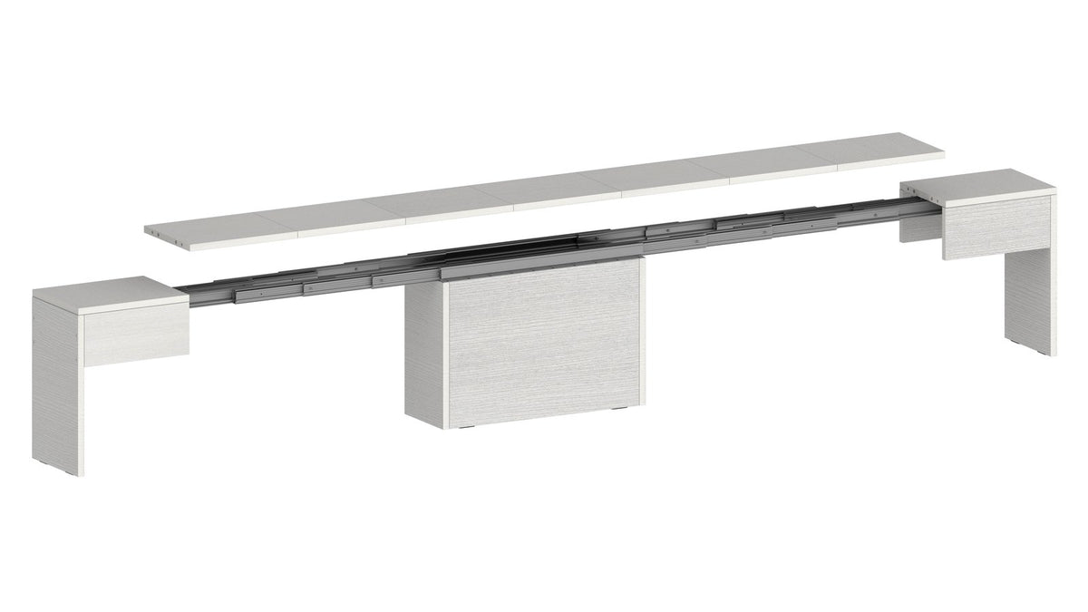 Render ORION bianco larice con guida telescopica e doghe del piano separate #colore_Bianco Larice