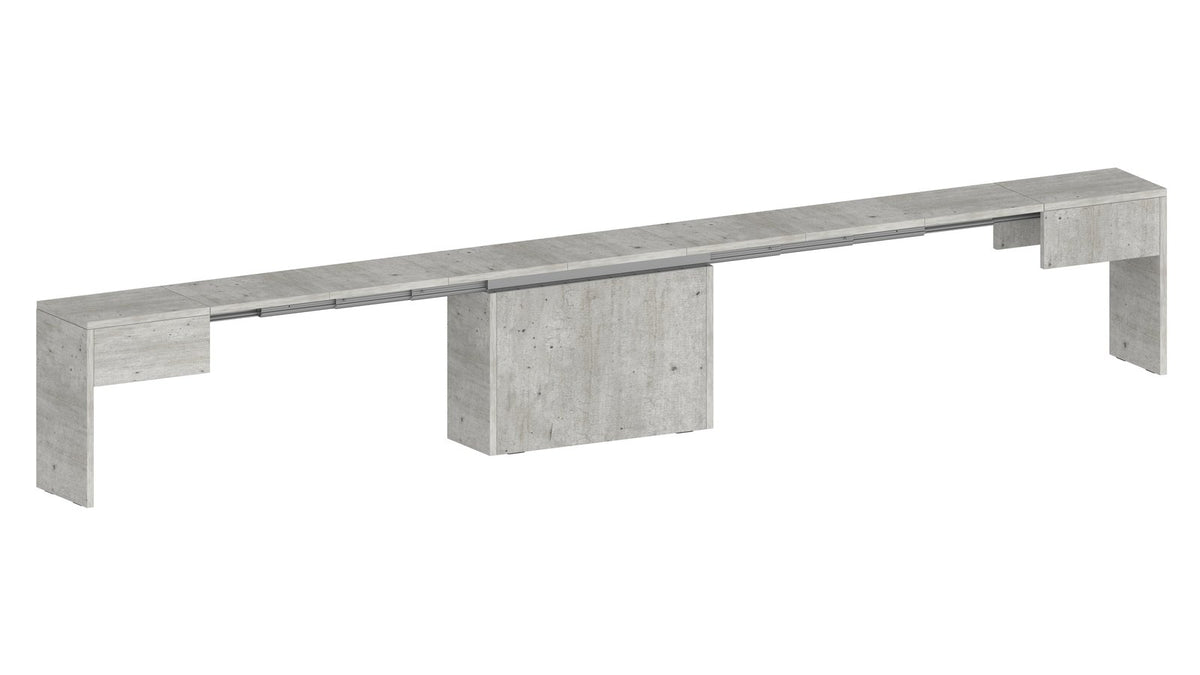 Render ORION cemento di panca completamente allungata in diagonale #colore_Cemento