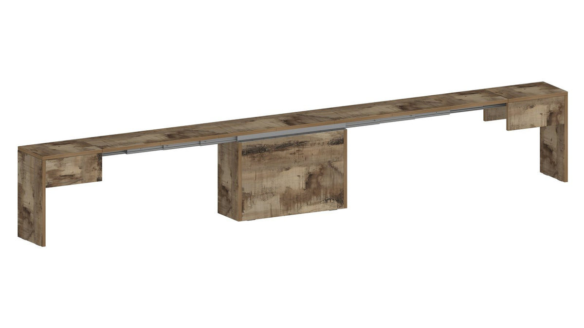 Render ORION acero pereira allungato con gambe a pannello e guide grigie #colore_Acero Pereira