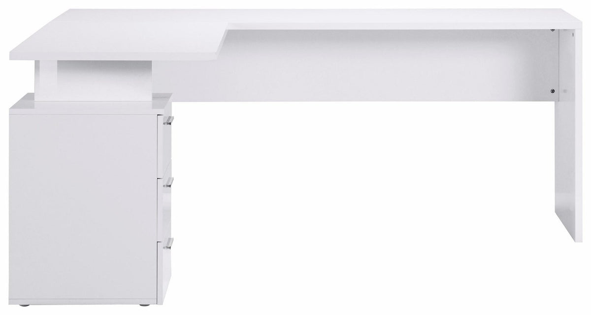 Scrivania NOVA bianco lucido con modulo a tre cassetti e modesty panel #colore_Bianco Lucido
