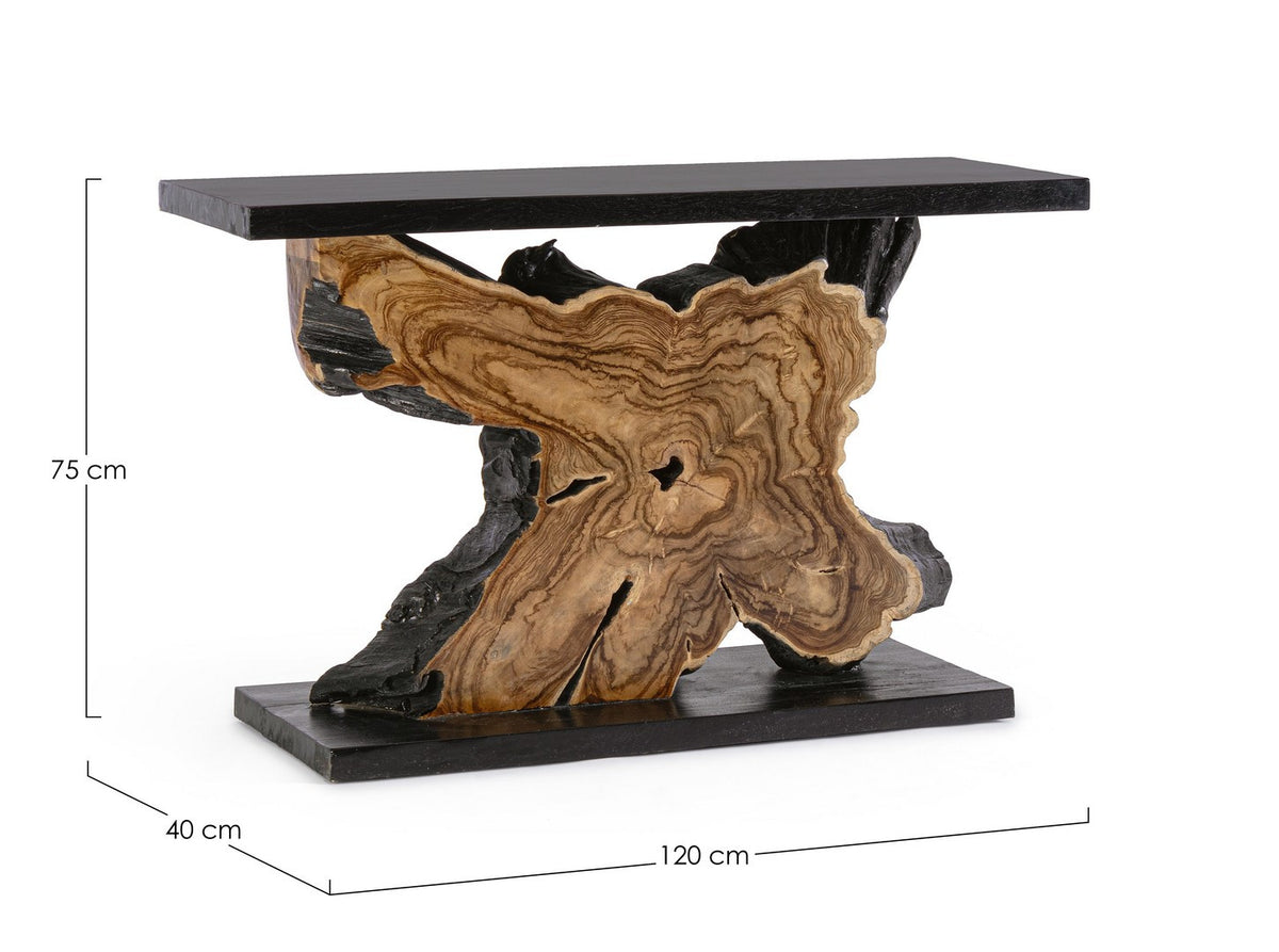 Consolle in Radica di Teak e Legno Suar Naturale 120x40 - MIA
