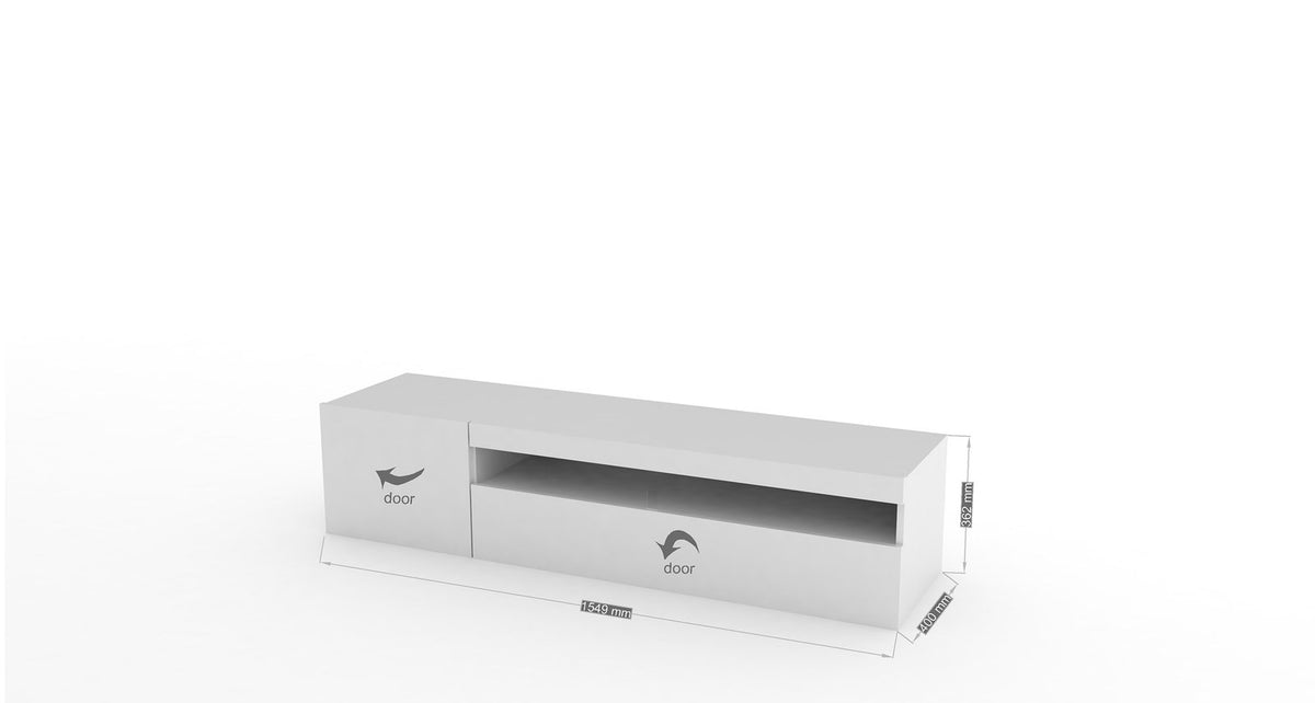 Porta TV FUSION bianco lucido con ante a ribalta e misure 1550, 360 e 400 mm #colore_Bianco Lucido